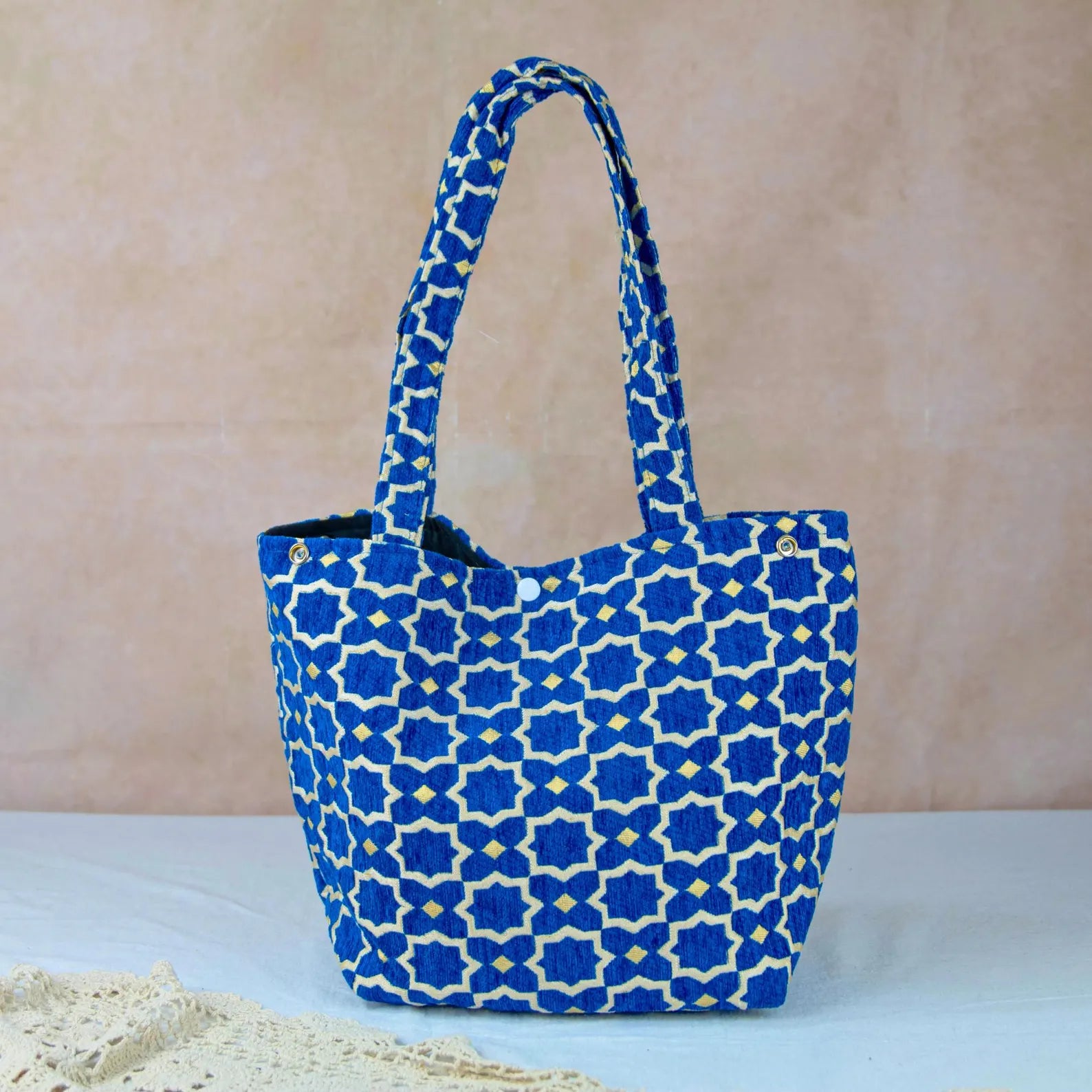 Azure Zellige Moroccan Tote Bag